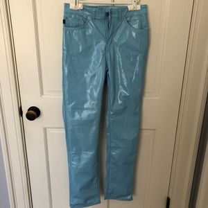 Fiorucci blue vinyl pants sz 28 (runs very small)